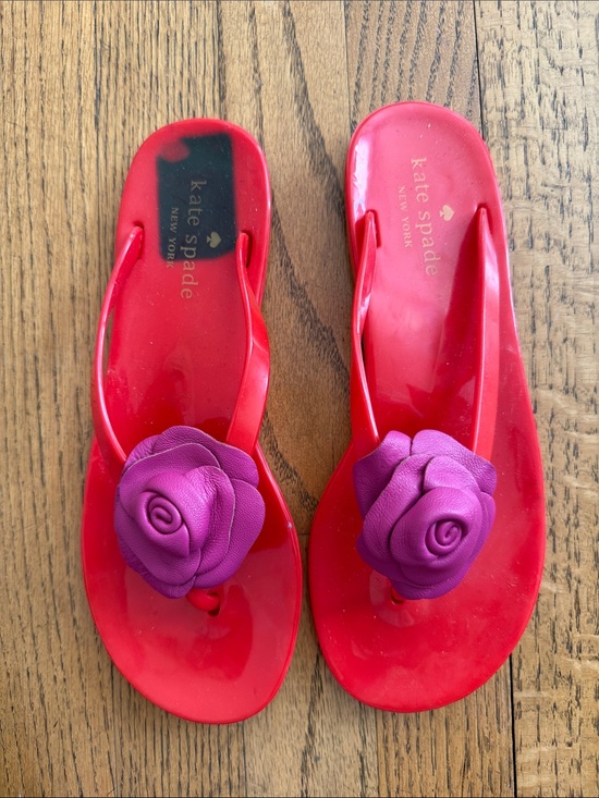 kate spade Shoes - Kate Spade New York Red Jelly Camellia Flower Flip Flop Sandals Size 8